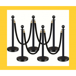 Potelets avec cordes noires x4